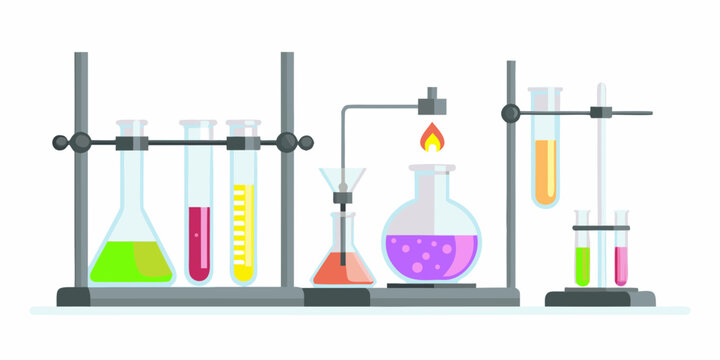 laboratory glassware set flat vector illustration on white background