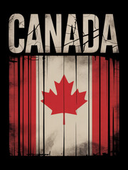 Naklejka premium The image features the Canadian flag, integrated into a barcode design with the word 'Canada' above it. The black background makes the red and white colors stand out prominently.
