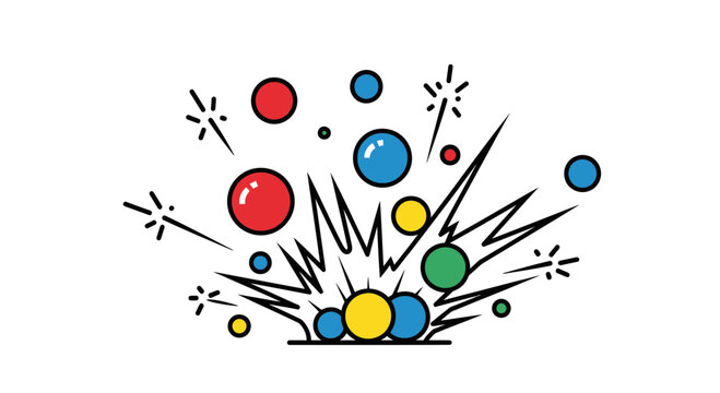 Colorful explosion of cartoon balls.
