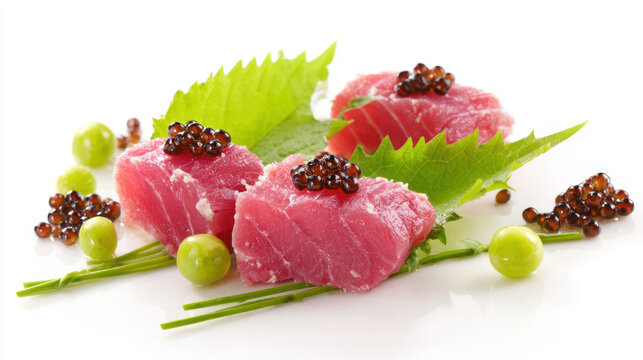 transparency bluefin tuna otoro sashimi with soy pea