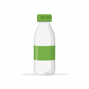 Plastic bottle with green cap and label