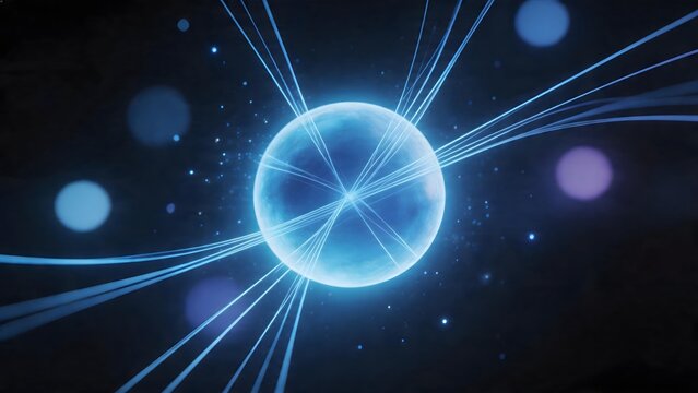 Blue glowing sphere with light rays