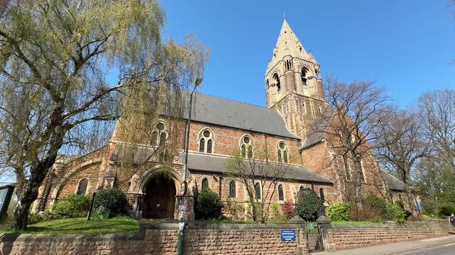 View of St Andrew&rsquo;s Church Nottingham, also known as Trinity Church Nottingham, Church of England parish church in Nottingham, Nottinghamshire, England, showcasing historic architecture and heritage.