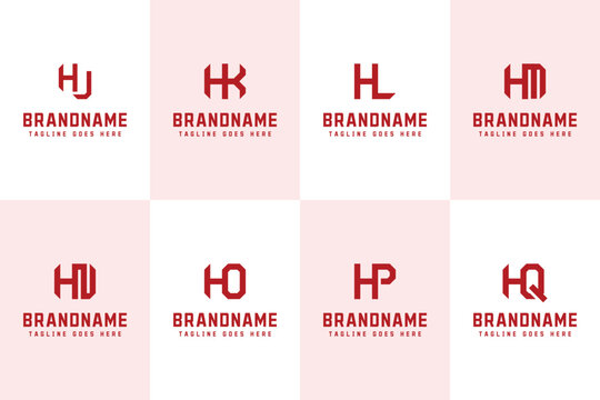 Letters HJ HK HL HM HN HO HP HQ Logo Monogram Set