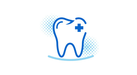 Obraz premium Dental Health Icon Depicting Tooth Symbol and Medical Cross for Oral Care Clinic