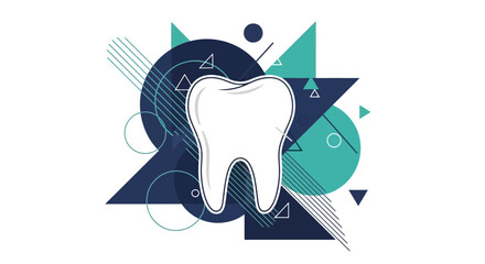 Fototapeta premium Dental Health Illustration: Abstract Geometric Tooth Composition for Healthcare Designs