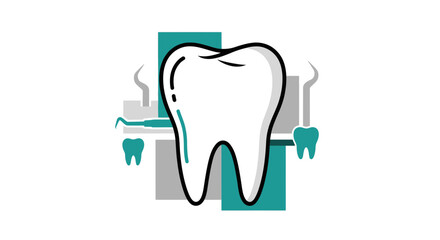 Obraz premium Dental Health Illustration Featuring Minimalist Dentist Tools And Tooth Icon Design