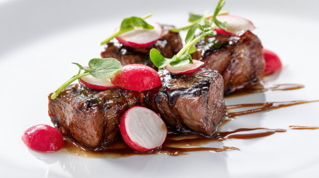 grilled wagyu beef cubes with umami glaze