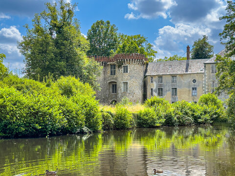 Street view of old village Milly la Foret in France
