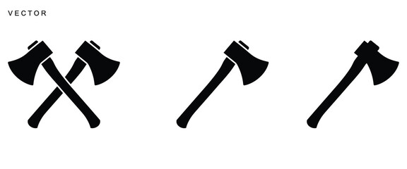 A Black silhouette of firefighter axe, axe icon, logo, classic woodcutting, Vector illustration on a white background © Badman