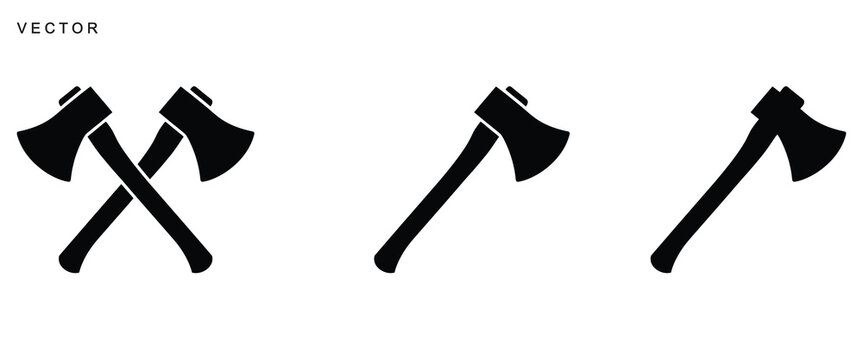 A Black silhouette of firefighter axe, axe icon, logo, classic woodcutting, Vector illustration on a white background