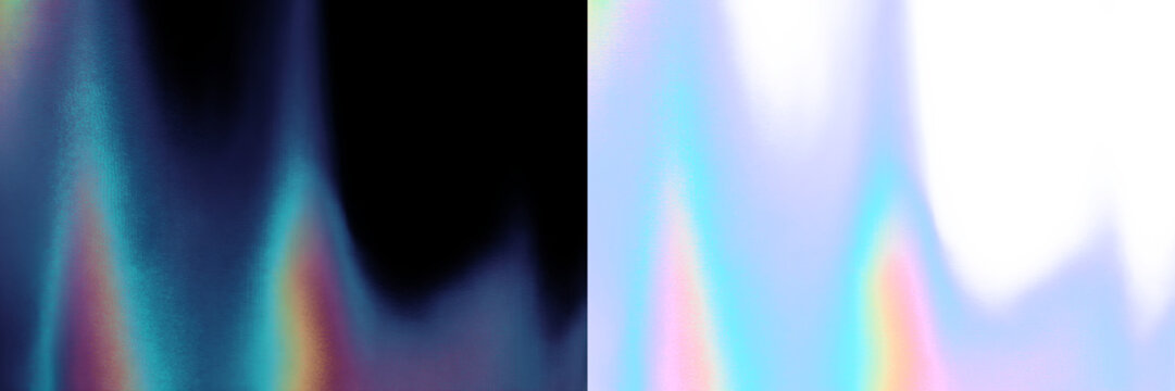 Blue prism light leak gradient flare overlay, holographic rainbow glow, transparent png