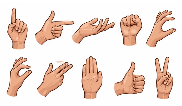 Realistic hand positions and gestures vector collection for communication and presentation