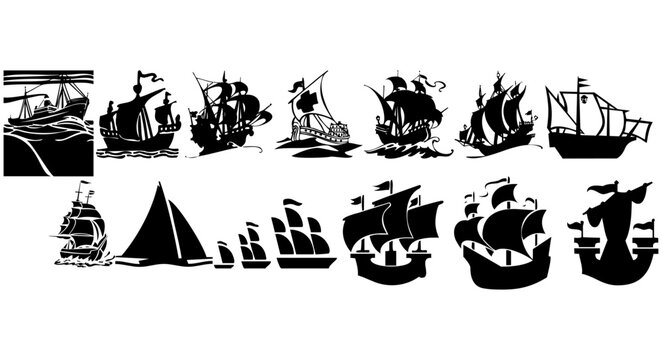 hand drawn icon old ship like ghost