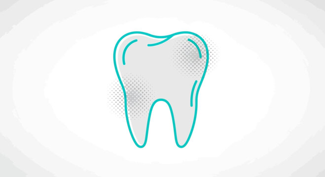 Dental Icon With Turquoise Outline Depicting Healthy Tooth, Isolated on White Background