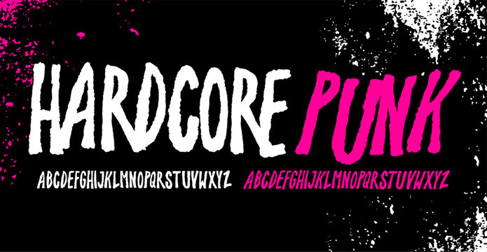 Hand drawn brush lettering alphabet with bold rough texture. Modern expressive script font style featuring uppercase letters in grunge brush strokes. Perfect for typography design, t-shirt graphics