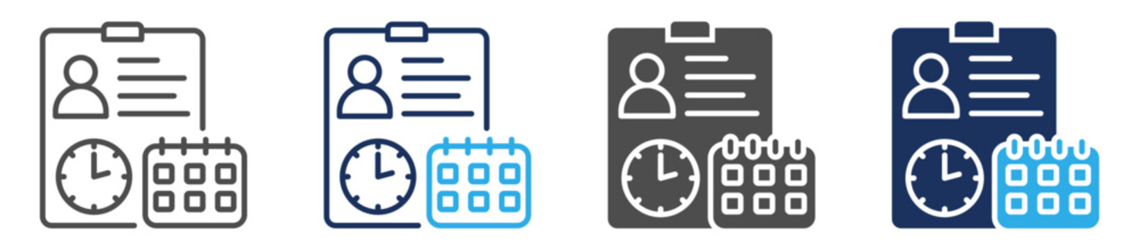 probationary employee icon set multi concept