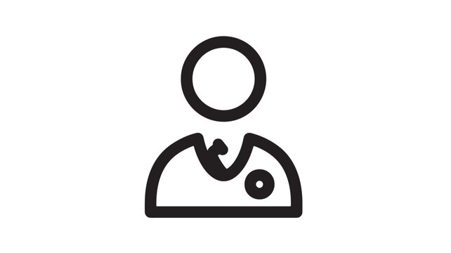 Person icon outline in flat style with head circle and hand gesture for interface, UI, profile, and web app