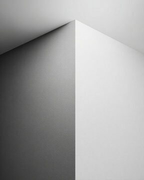 White corner of textured wall with soft shadow and minimalist composition conveying calm