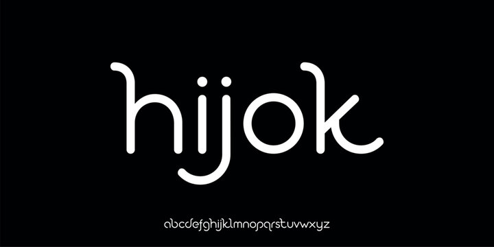 Vector illustration of elegant futuristic typography style alphabet letters featuring smooth curved characters, clean monoline lettering, and contemporary sans serif aesthetic.
