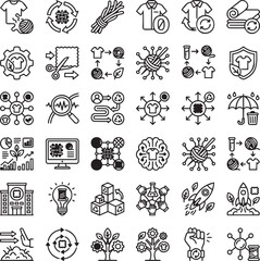 Obraz premium Circular Packaging Design Line Icons Set – 30 Minimal Black Outline Vector Icons for Sustainable Packaging, Zero-Waste Logistics & Circular Economy Systems