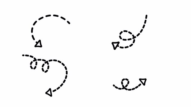 Hand drawn dashed arrow animation loop doodle sketch