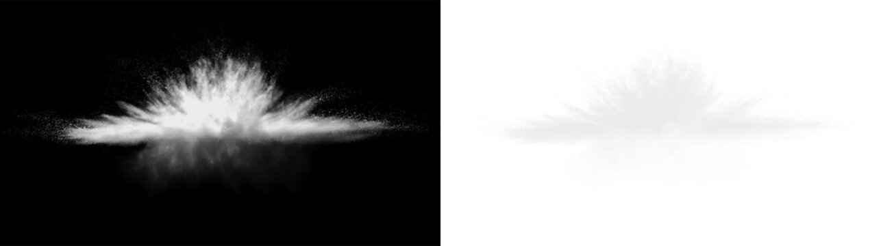 White dust particle sprite impact effect with misty edges on transparent background for various design needs