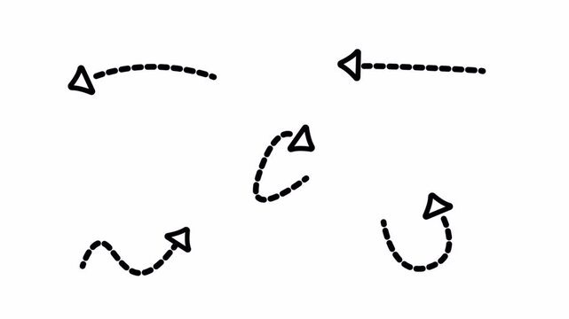 Hand drawn dashed arrow animation motion path