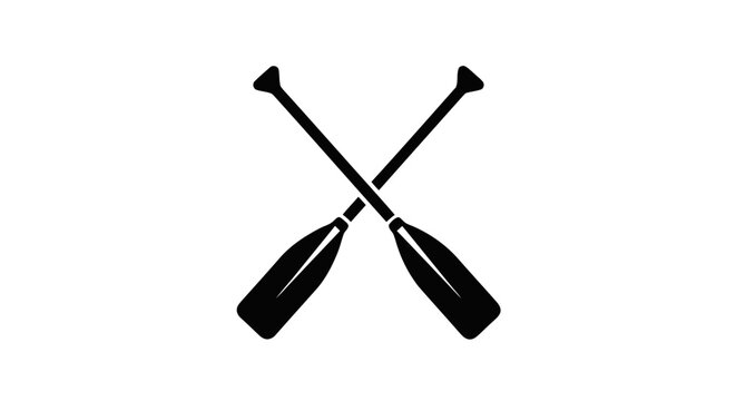Vector illustration of crossed canoe paddles icon on a transparent background