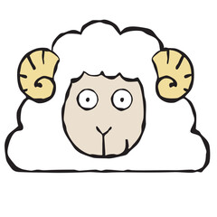 Fototapeta premium ワンポイント素材 ヒツジ 未 This is a sheep-themed material.
