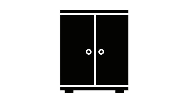Vector illustration of flat icon of a twodoor wardrobe or cabinet on a transparent background