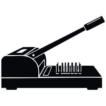 Office binder punch and comb binding machine vector silhouette illustration line art.