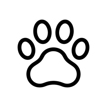Black outline paw print icon of a dog or cat