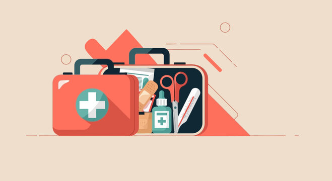 Essential Medical Supplies: A Vibrant Illustration Of First Aid And Emergency Preparedness