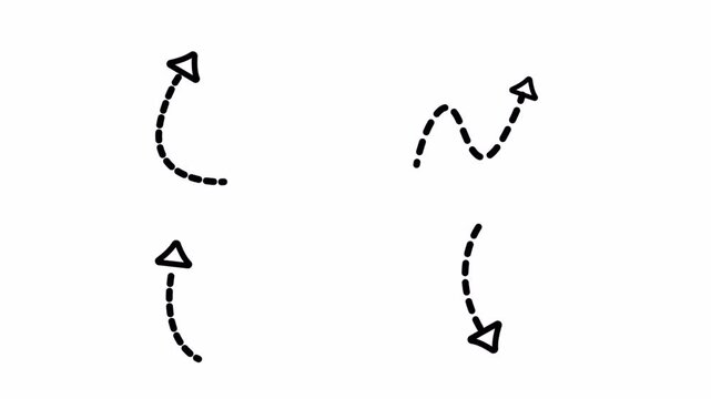 Hand drawn dashed arrows doodle animation motion