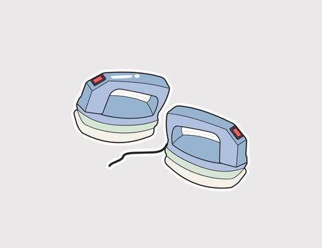 Defibrillator paddles vector sticker; medical equipment used for emergency cardiac resuscitation and life-saving procedures in hospitals or ambulances