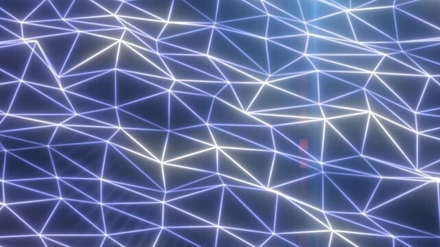 Abstract glowing polygon network with white and blue connected lines