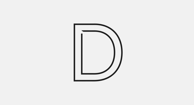 Minimalist Double Line Letter D Logo Design, Modern Typography Icon, Simple Geometric Shape.