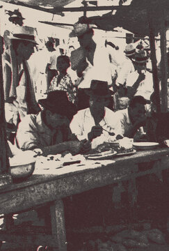 vintage market of antioqiua colombia from the early 1900 old grunge background vintage poster style halftone