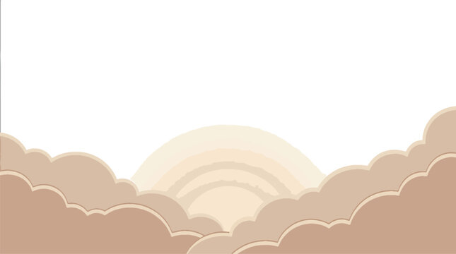 Wispy light brown dust clouds filling the lower portion of the frame isolated on a white background, textured sandy haze and ethereal desert mist for background overlay or design element.