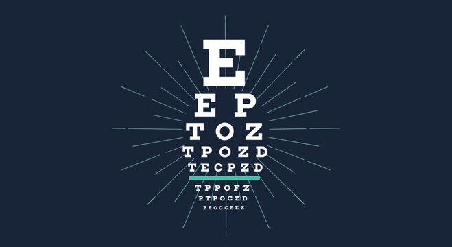 Eye Chart Design with Angular Rays, Symbolizing Clear Vision and Visual Acuity Perfectly