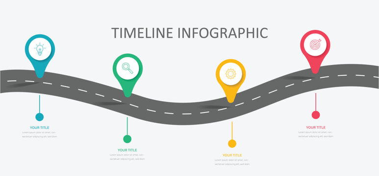 Roadmap Infographic Vector. Progress. Planning and Strategy Visualization. Roadmap timeline. vector illustration.