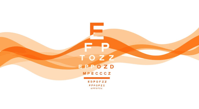 Eye Test Graphic With Abstract Orange Waves for Vision Health and Eye Care Designs