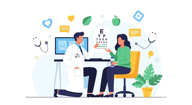 Eye Doctor Examining Vision With Patient During An Ophthalmology Eye Care Consultation