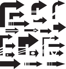 Illustrazione vettoriale di set completo di frecce di tutti i tipi e direzioni: dritte, curve, diagonali e circolari. Ideale per UI, navigazione, infografiche, design e comunicazione visiva. © maximilian