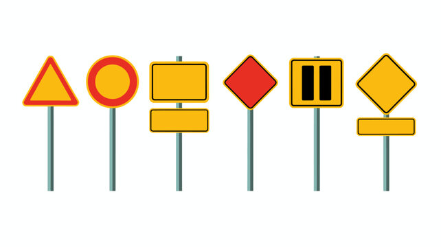Collection of colorful road signs isolated on a white background traffic symbols high quality professional detailed