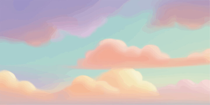 Soft pastel clouds in a dreamy sky background with cloud background, light sky