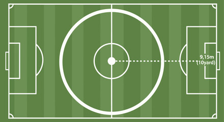 Soccer field with white markings lines. © fanya