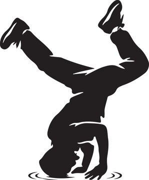 silhouette of breakdancer freezing headspin