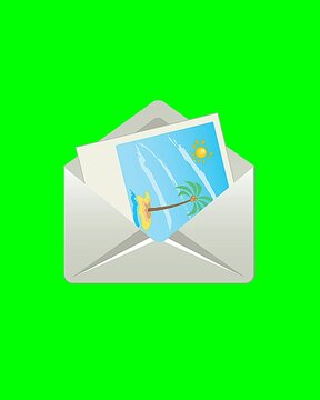 Email with photo of beach on green background
